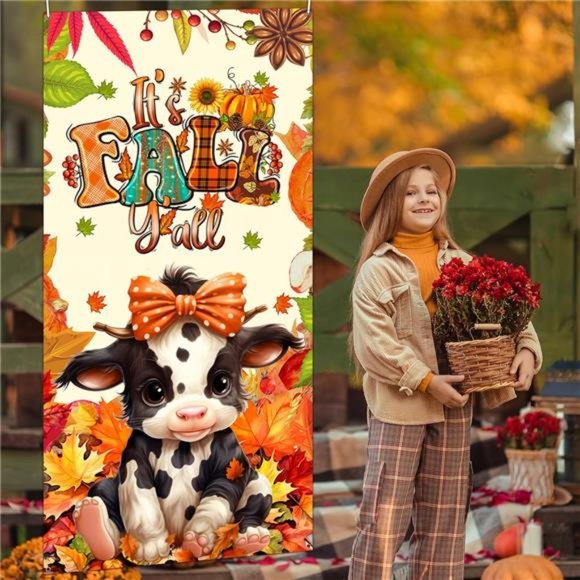 Fall Thanksgiving Door Decoration It's Fall Y'all Banner Indoor/Outdoor 70"x 35" - Picture 3 of 6